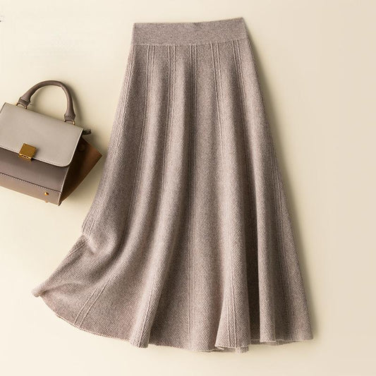 Autumn and Winter Women's Wool Knitted Skirt