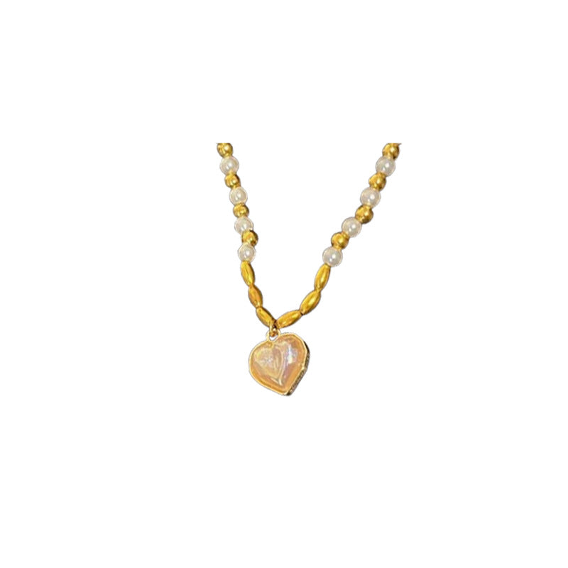 Natural freshwater pearl necklace baroque pearl heart pendant