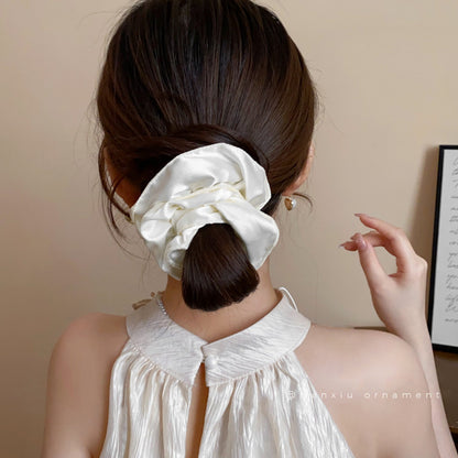 Gentle daily hair tie with low ponytail headband