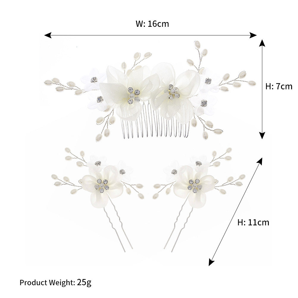 Simulation fabric flower handmade hair comb