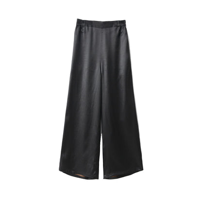 Silk Xiangyunsha leather glossy old material silk wide-leg pants