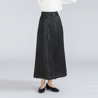 Mulberry silk shantung yarn jacquard elastic high waist wide swing skirt