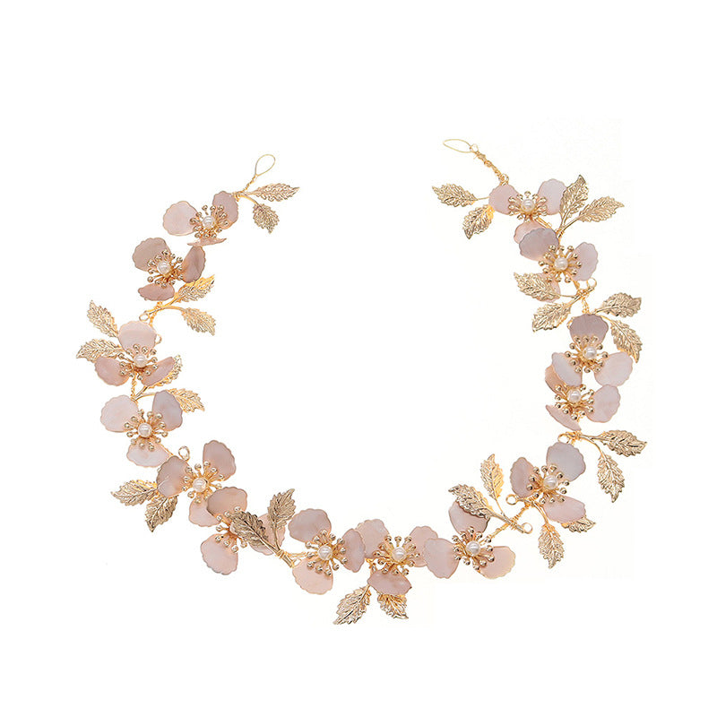 Metal flower and leaf headband