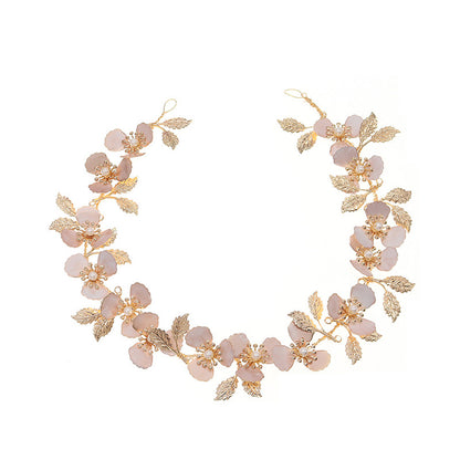 Metal flower and leaf headband