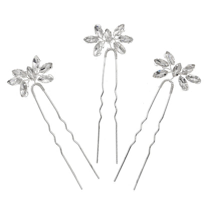 Crystal Rhinestone Flower Hair Clip Comb