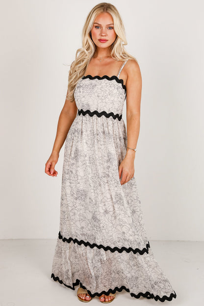Talk It Through Ivory Floral Tiered Maxi Dress