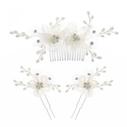 Simulation fabric flower handmade hair comb