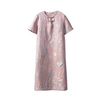 Double-sided different-color new Chinese style silk jacquard dress