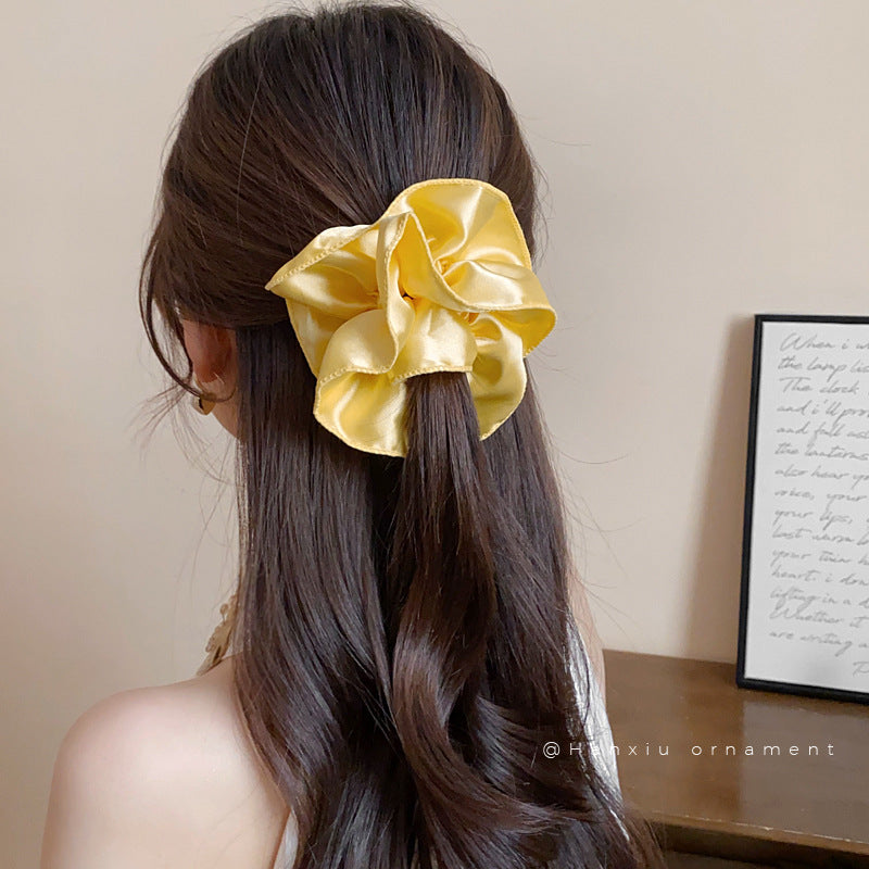Gentle daily hair tie with low ponytail headband