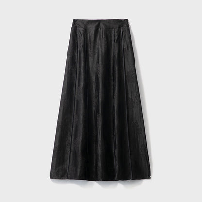 Mulberry silk shantung yarn jacquard elastic high waist wide swing skirt