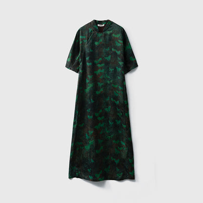 Silk shantung silk jacquard flower Chinese style dress