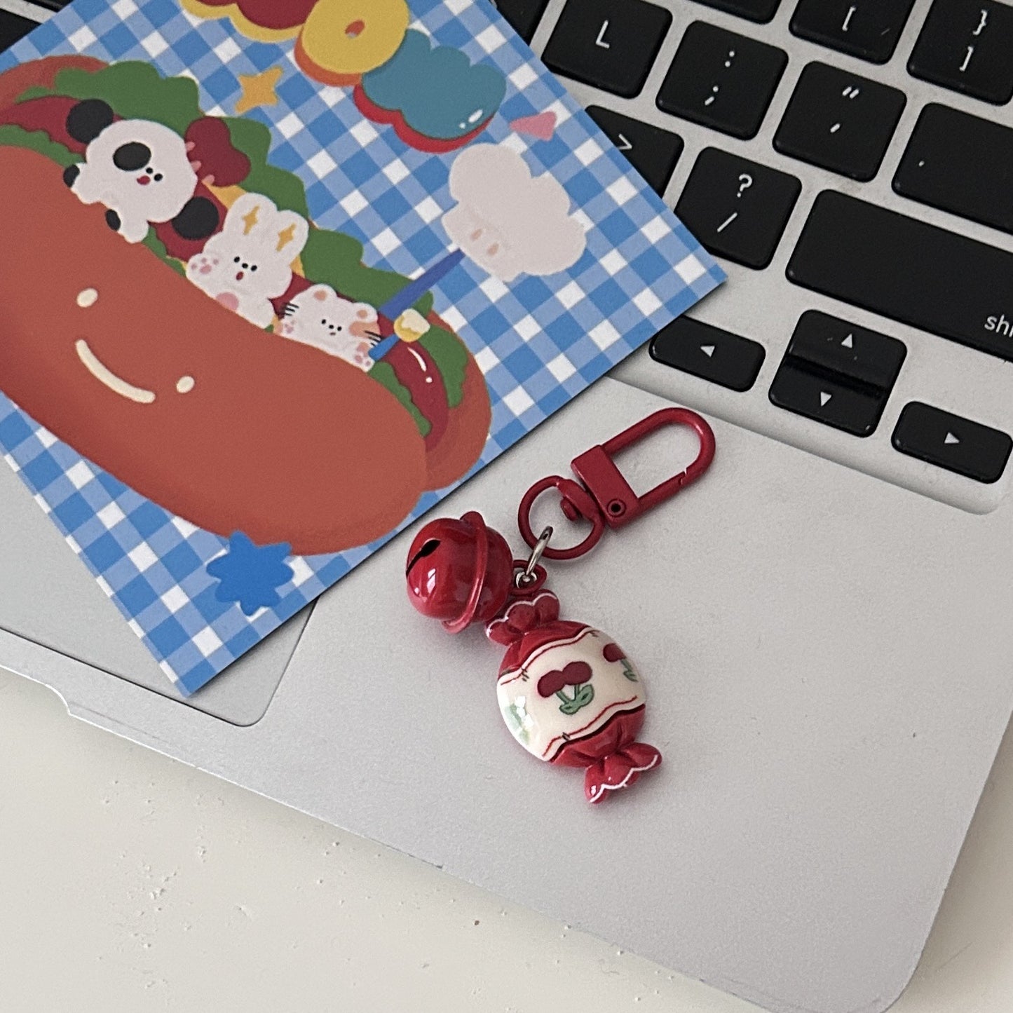 Retro berry red cartoon keychain