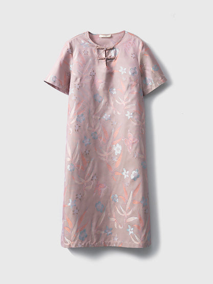 Double-sided different-color new Chinese style silk jacquard dress
