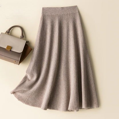 Autumn and Winter Women's Wool Knitted Skirt