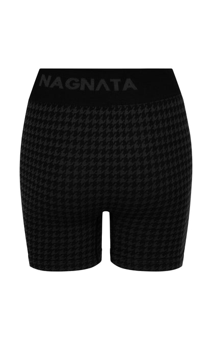 Houndstooth Wool Mini Short - Black