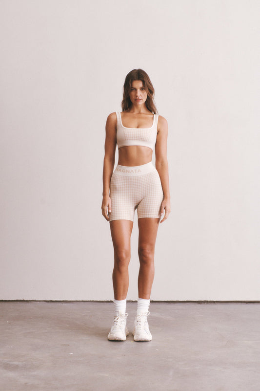 Houndstooth Wool Mini Short - Bone White