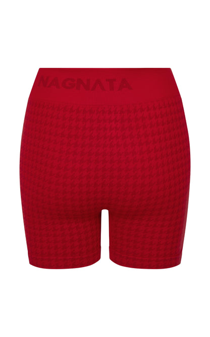 Houndstooth Wool Mini Short - Crimson
