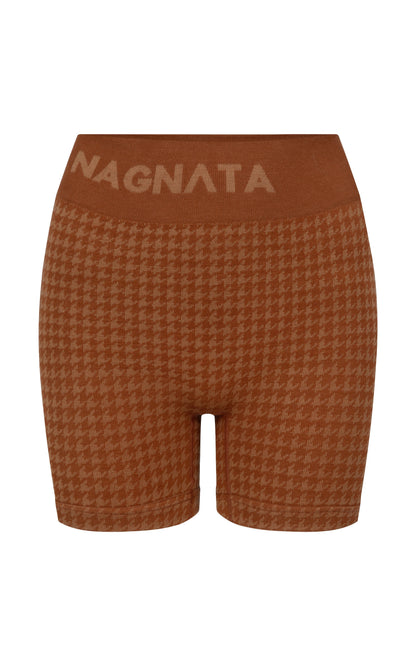Houndstooth Wool Mini Short - Spice