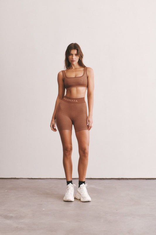 Houndstooth Wool Mini Short - Spice