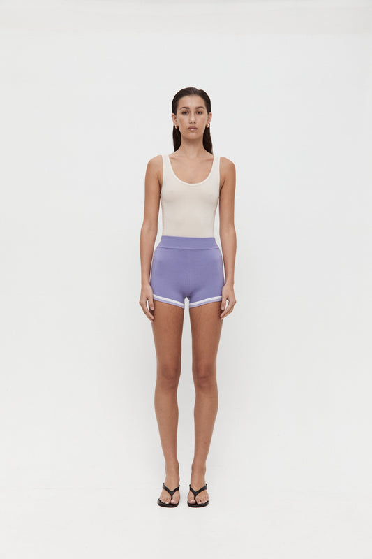 Houndstooth Wool Bodysuit - Bone White