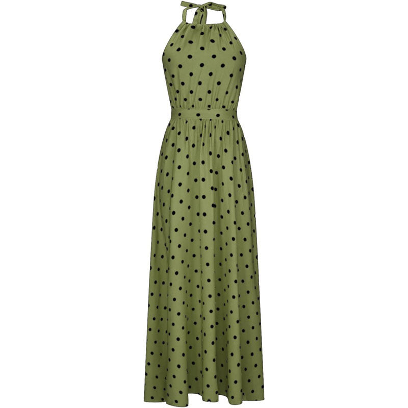 Women Dresses Clearance,Ladies Party Elegant Summer Polka Dot Sleeveless Print Sexy Evening Sling Long Dress Plus Size Wedding Guest Dress