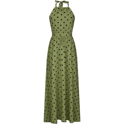 Women Dresses Clearance,Ladies Party Elegant Summer Polka Dot Sleeveless Print Sexy Evening Sling Long Dress Plus Size Wedding Guest Dress
