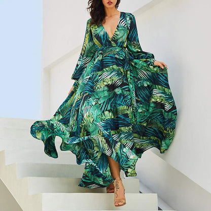 Women Dresses Sale Clearance Ladies V-Neck Casual Dress Summer Backless Solid Maxi Dress