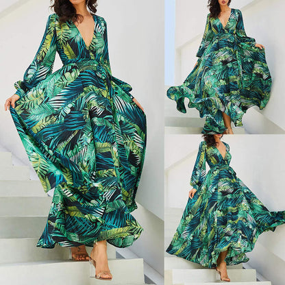 Women Dresses Sale Clearance Ladies V-Neck Casual Dress Summer Backless Solid Maxi Dress