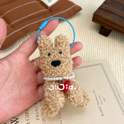 Korean cute plush puppy pendant sweet cartoon school bag pendant