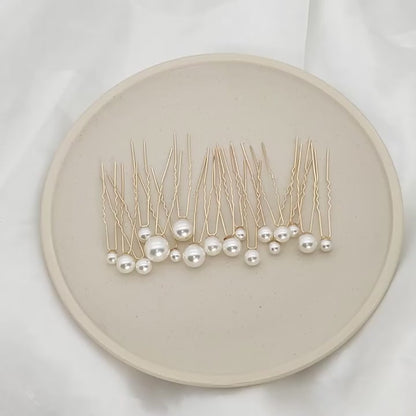 Japanese and Korean 18 hair forks simple and high-end daily pearl U-shaped hairpin