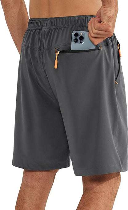 Exercise Fitness Shorts Shorts Men’s Quick Dry Running Shorts with Zipper Pocket