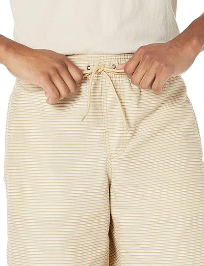 Khaki Brown Stripes Men’s Drawstring Walk Shorts