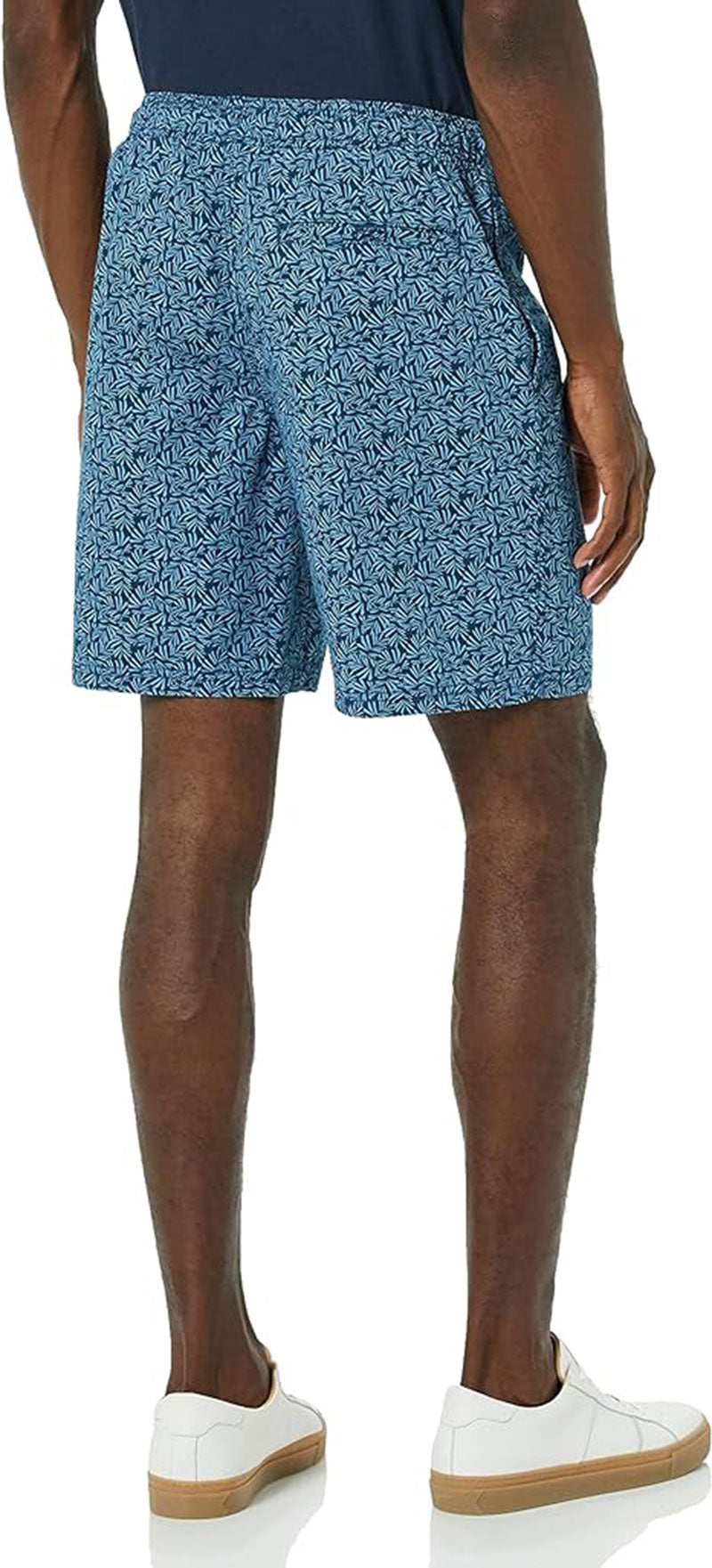 Navy Indigo Palm Tree Men’s Drawstring Walk Shorts