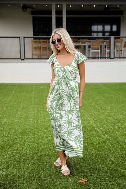 FINAL SALE - Follow You Anywhere Leaf Print Maxi Dress