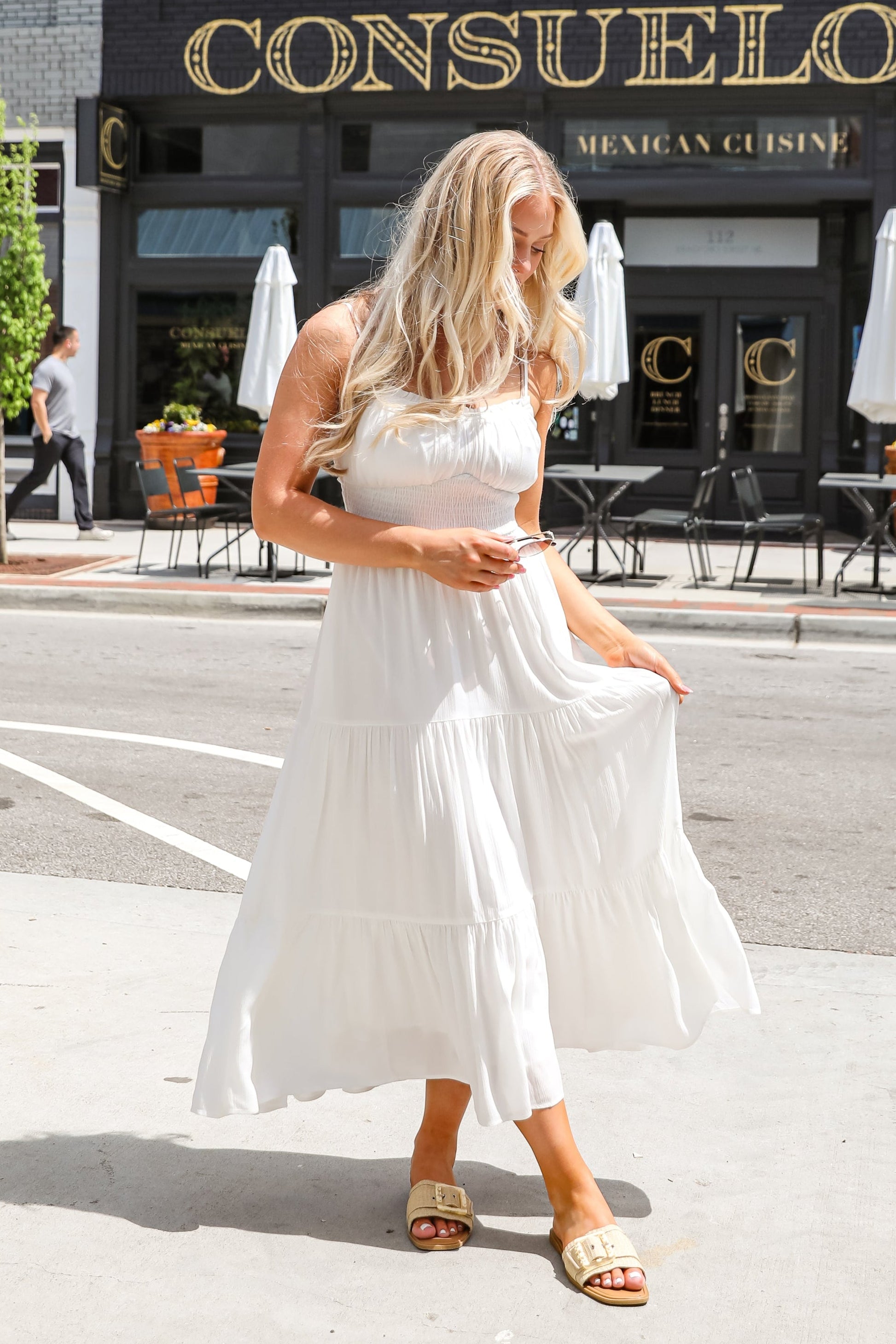 white tiered maxi dress Remember Me White Tiered Maxi Dress – Visseroun