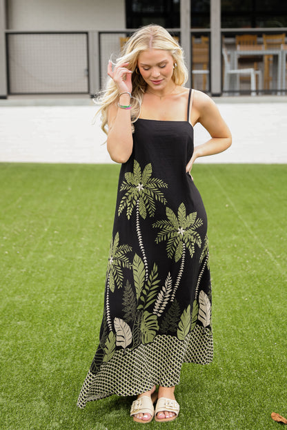 FINAL SALE - Wherever You Go Leaf Print Maxi Dress