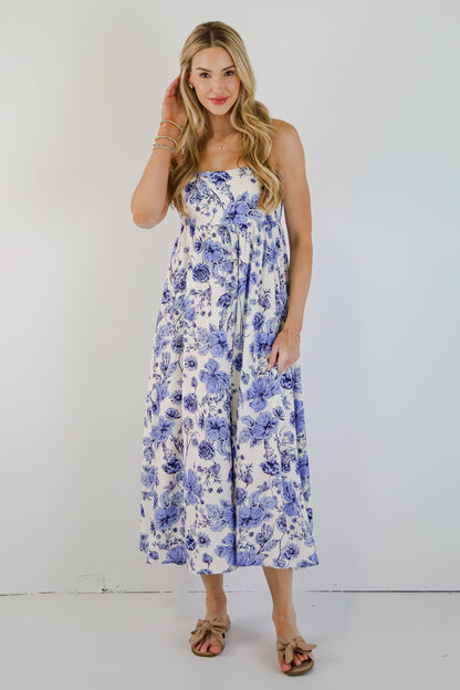 Summer Memories Blue Floral Maxi Dress