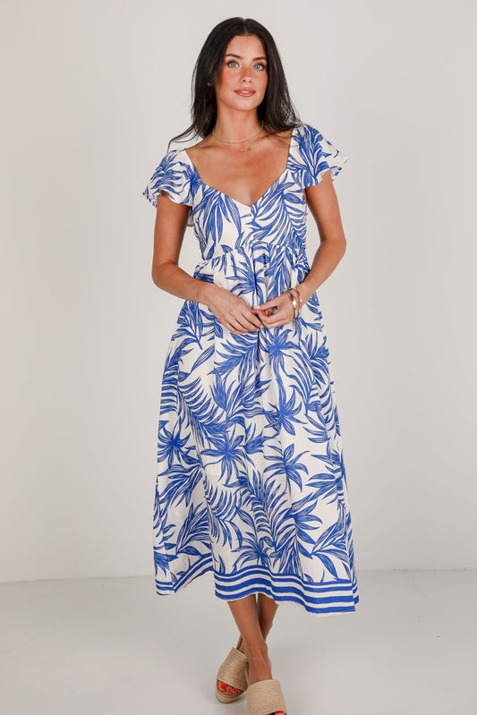 FINAL SALE - Follow You Anywhere Leaf Print Maxi Dress