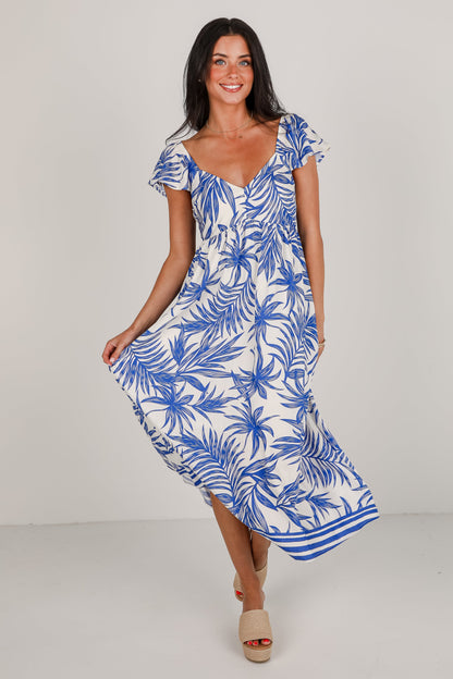 FINAL SALE - Follow You Anywhere Leaf Print Maxi Dress