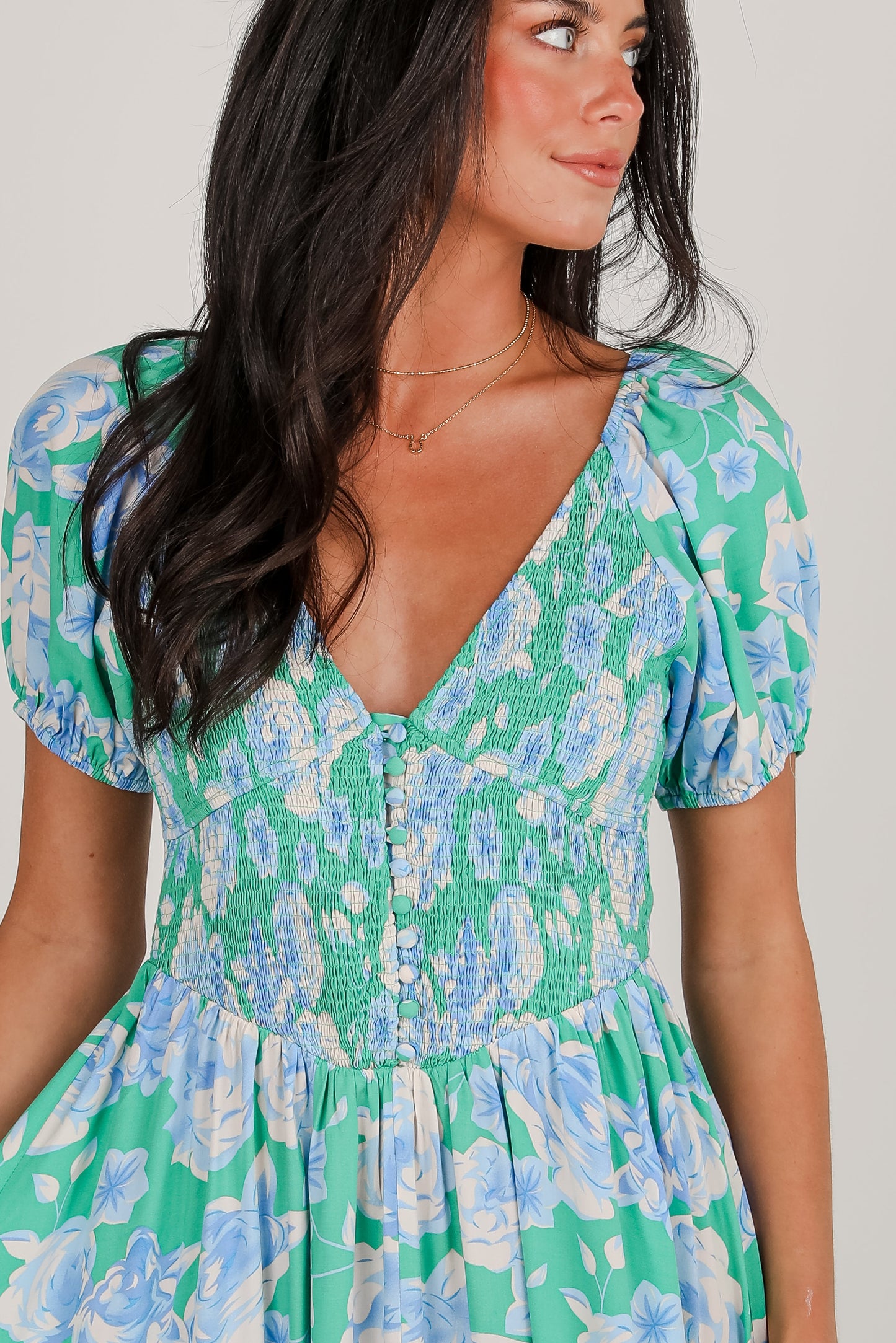 FINAL SALE - Romantic Celebration Green Floral Maxi Dress