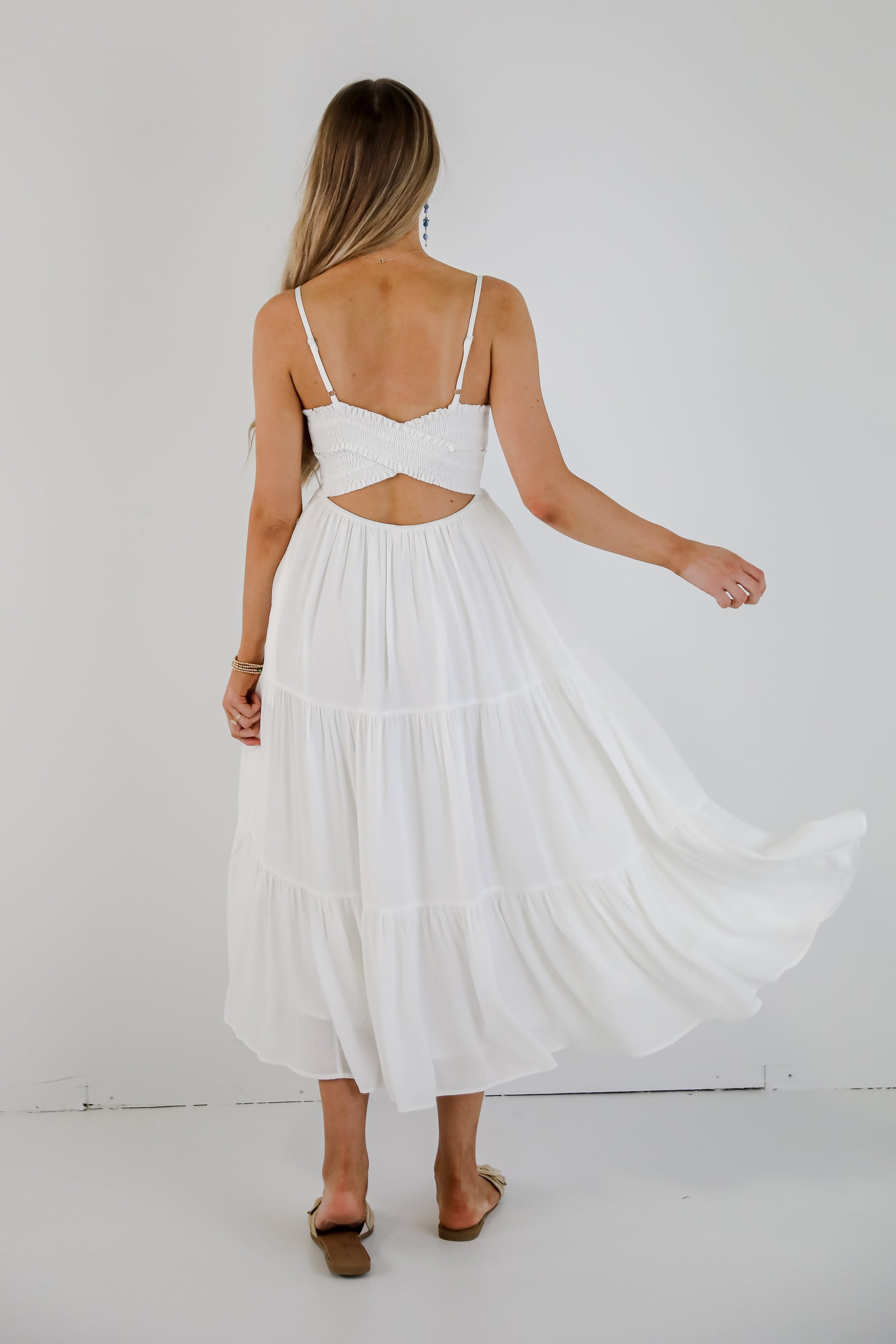 women's white maxi dress Remember Me White Tiered Maxi Dress – Visseroun
